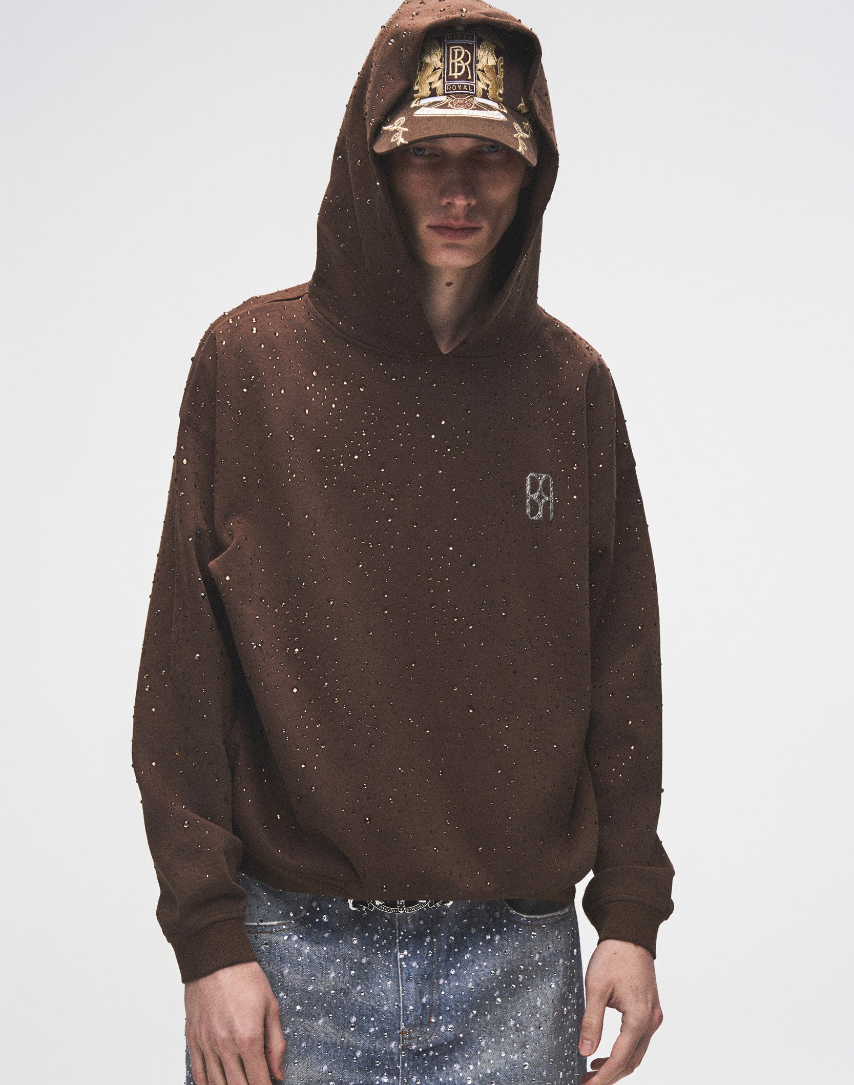 20K Swarovski Diamond Hoodie in Brown