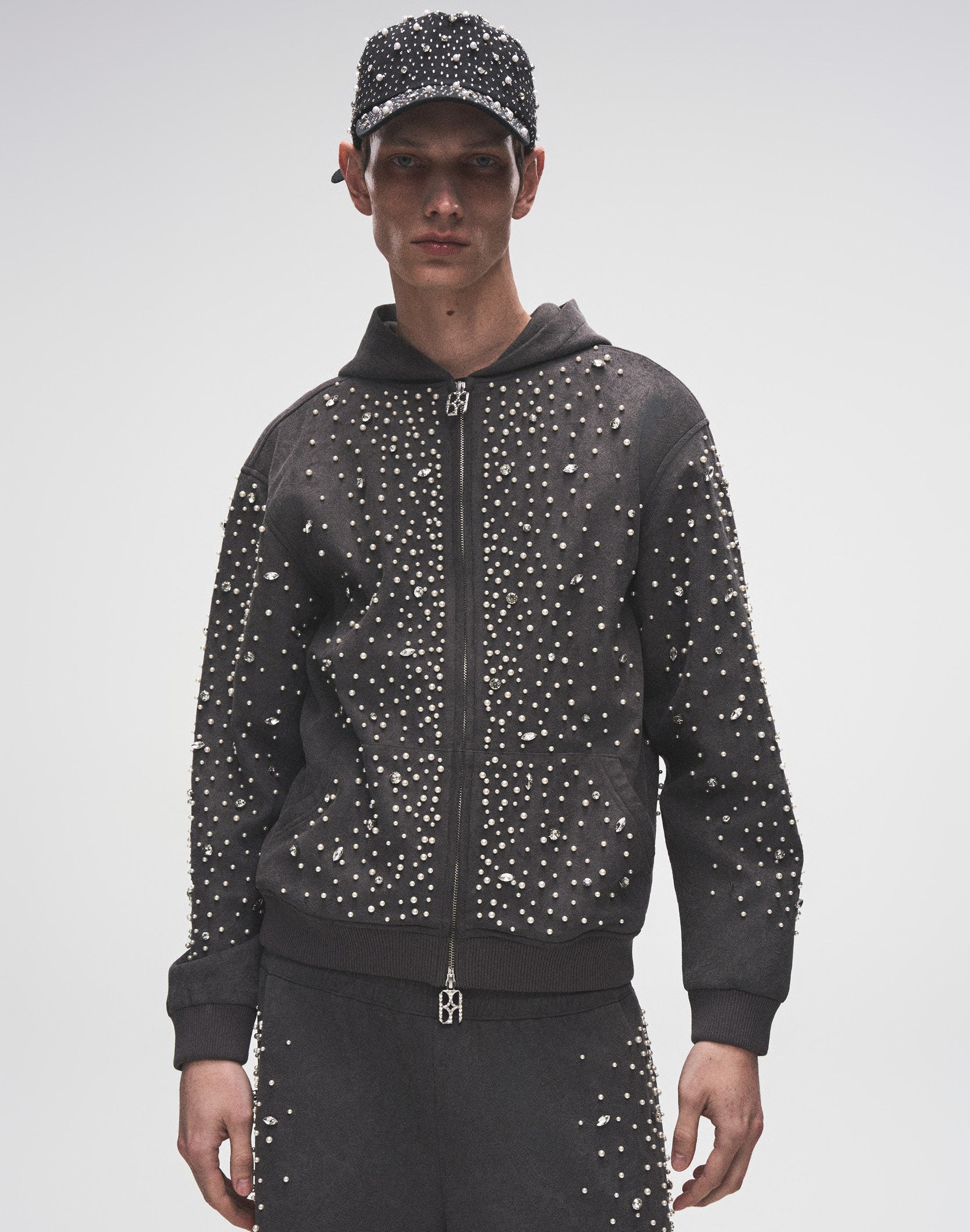 Cashew Blossom Pearl Zipper Hoodie