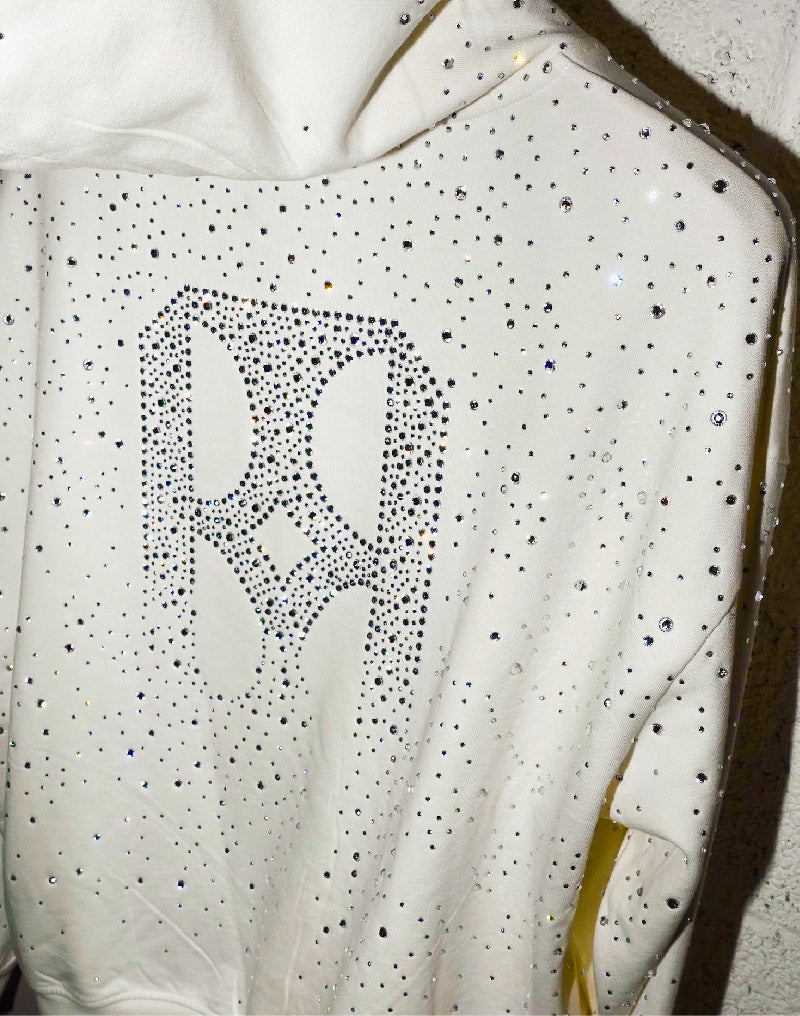 20K Swarovski Diamond Hoodie in White