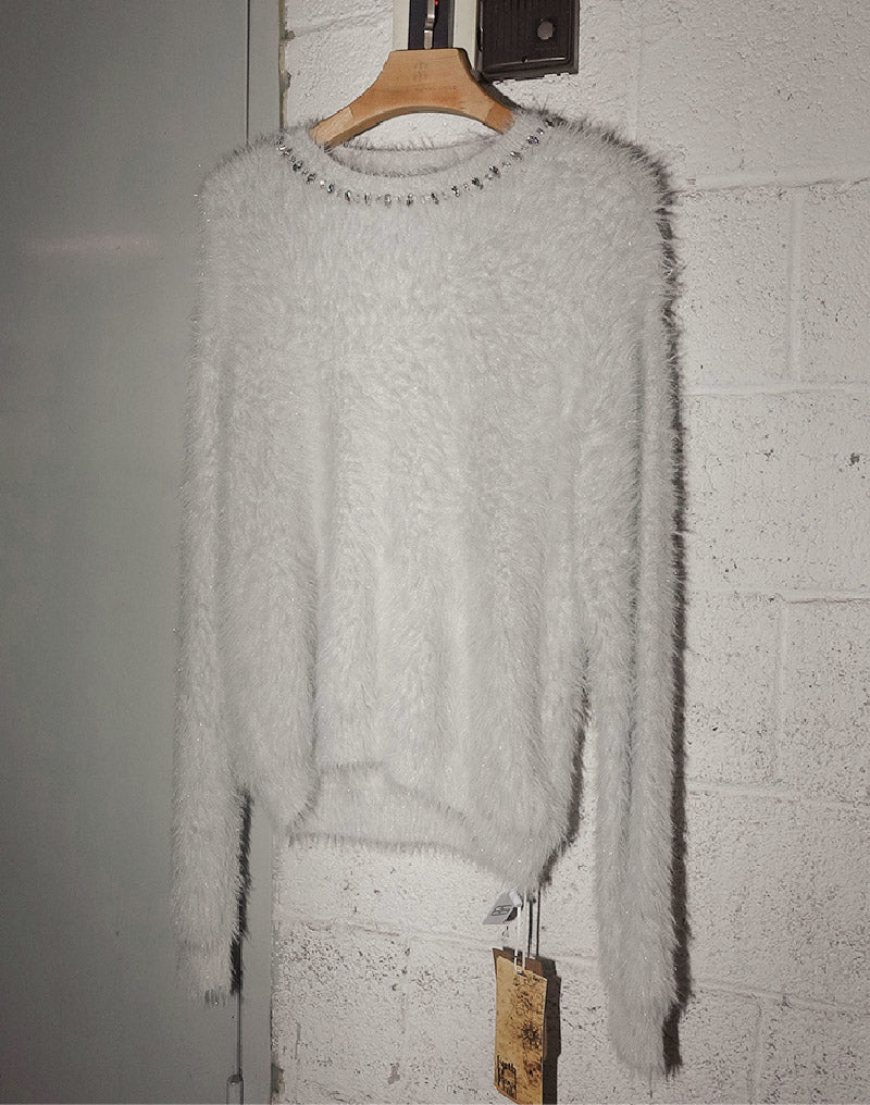 Diamond Mink Sweater in Grey