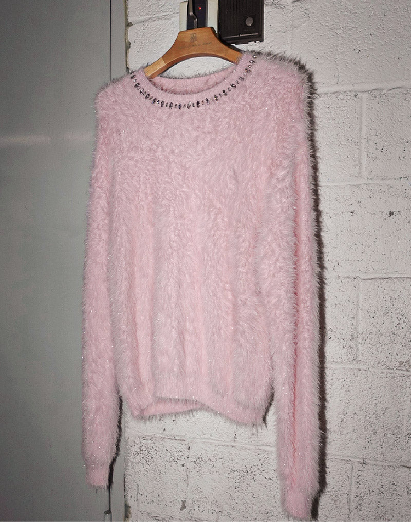 Diamond Mink Sweater in Pink