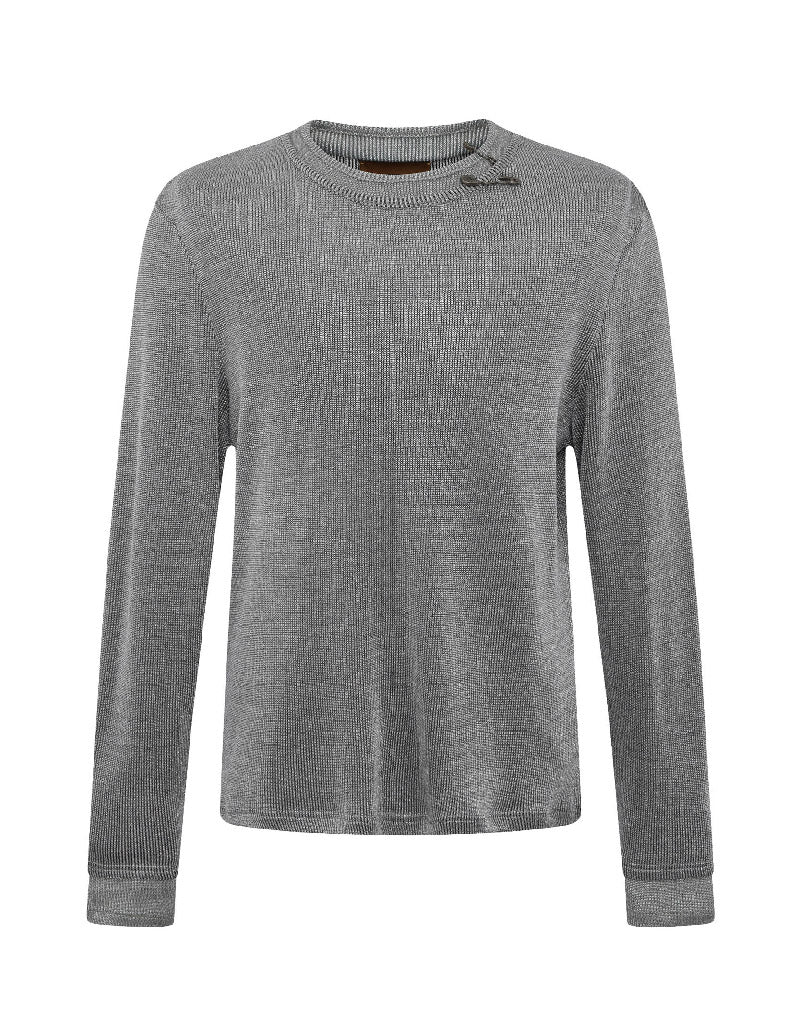 PIN SILVER THREAD LONG-SLEEVE SHIRT GREY