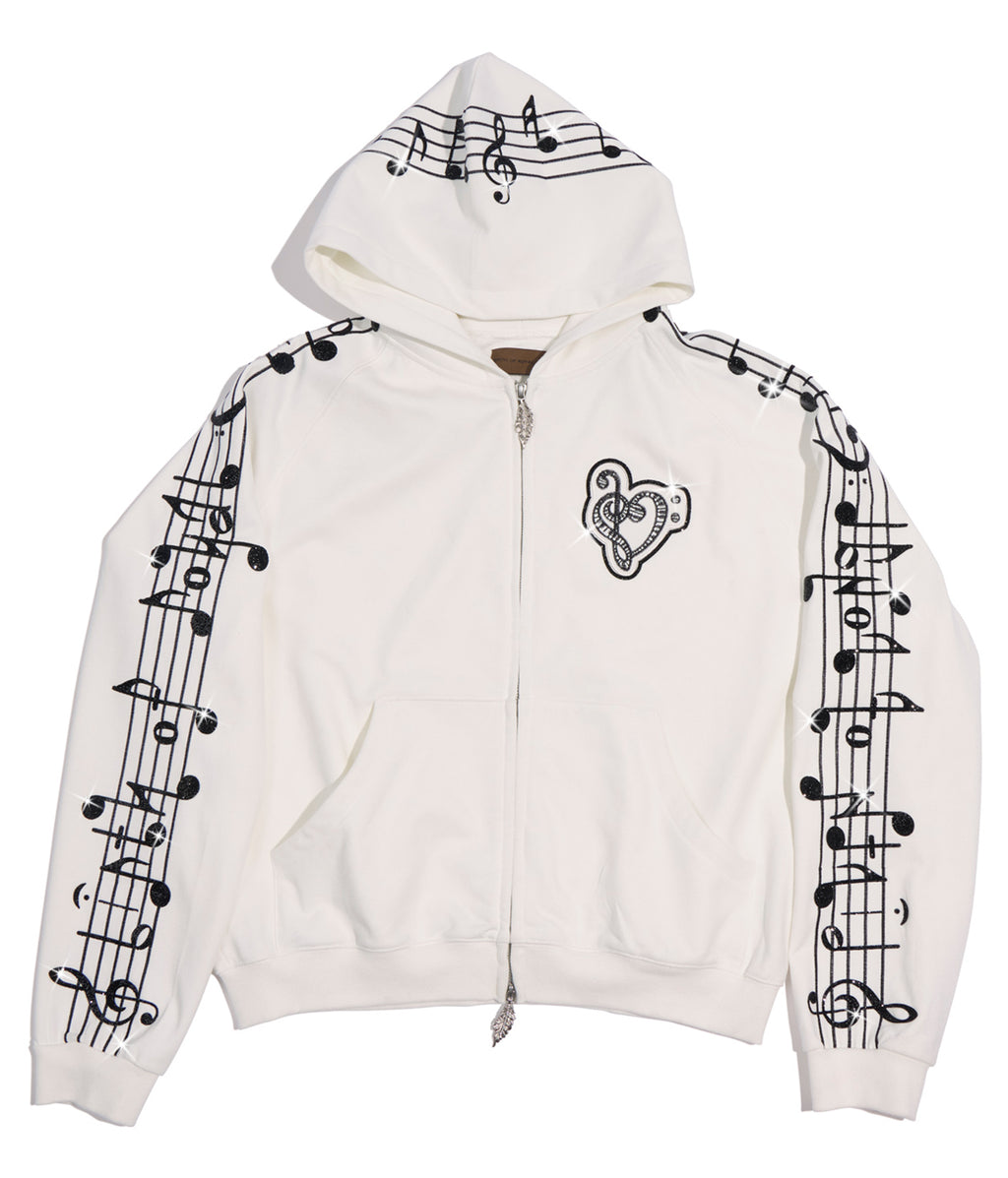 Crystal Notes Raglan Hoodie White