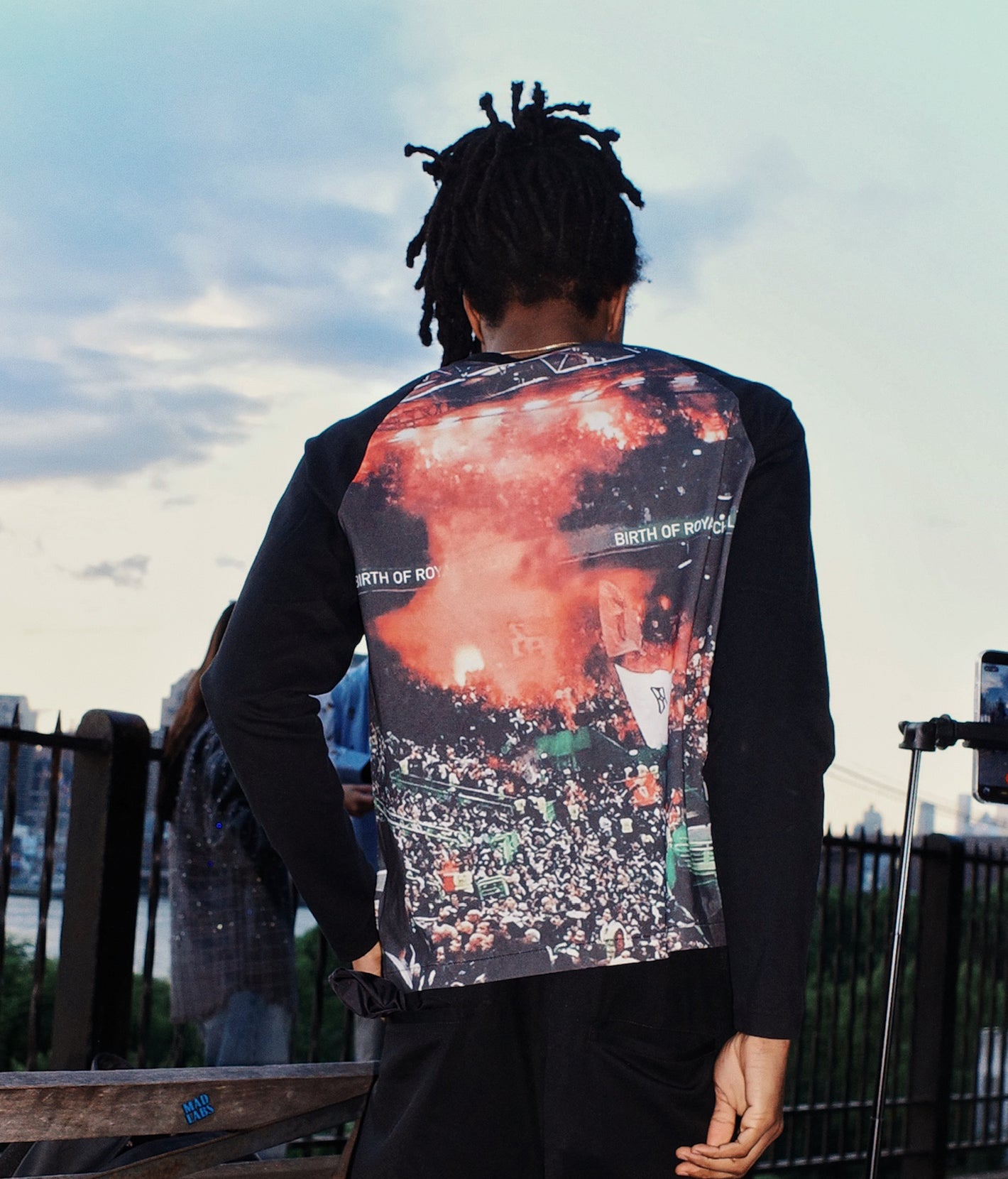 Stadium Flame Raglan Long Sleeve Tee Black