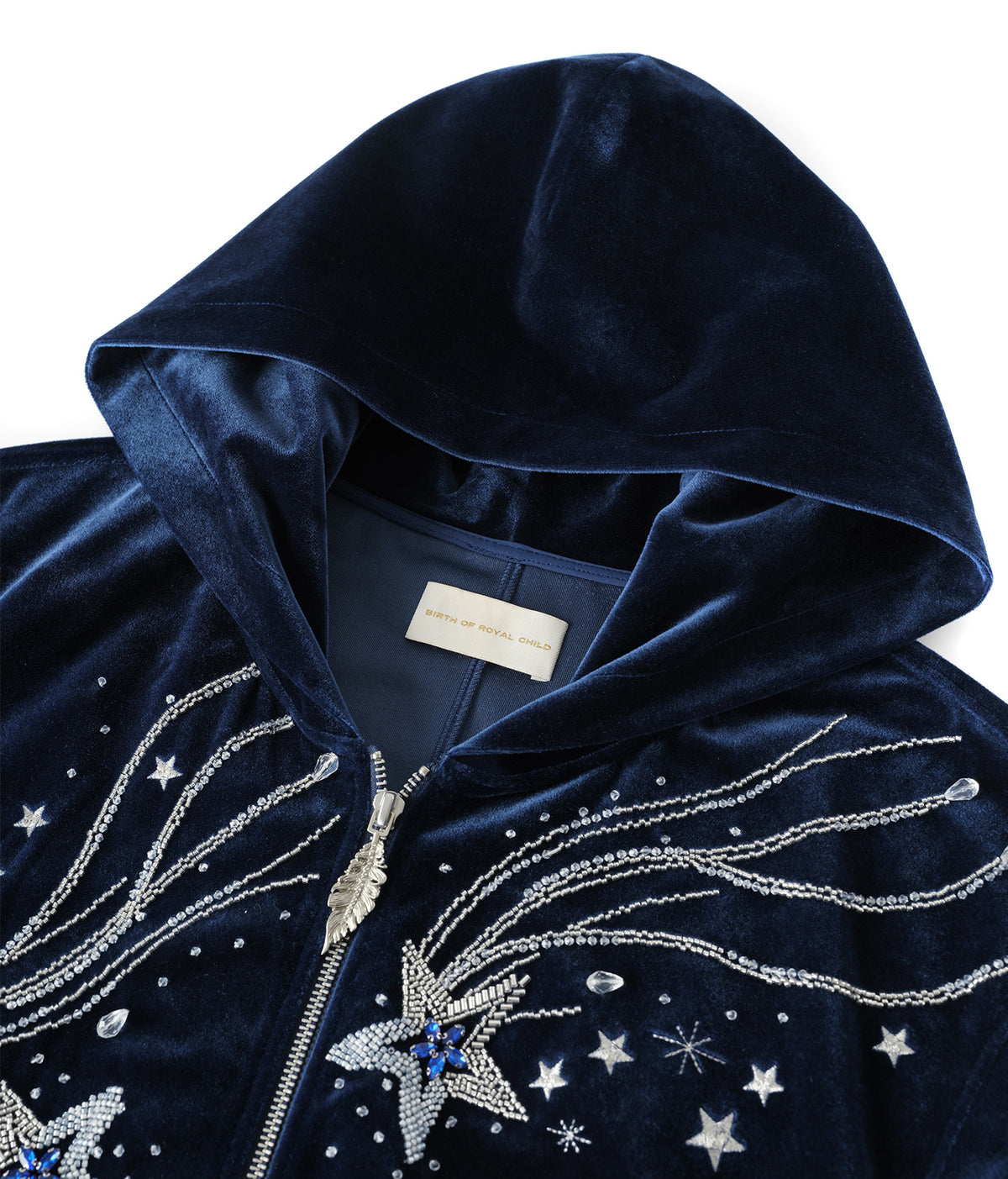 Shooting Star Velour Hoodie Blue