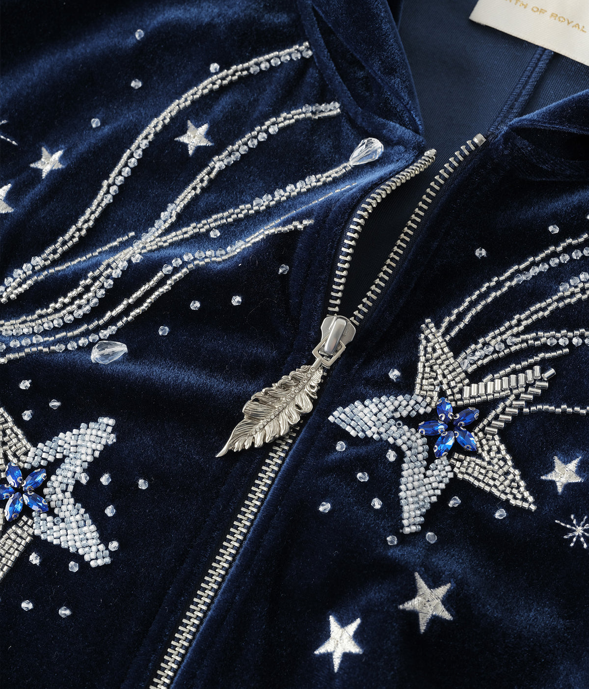 Shooting Star Velour Hoodie Blue