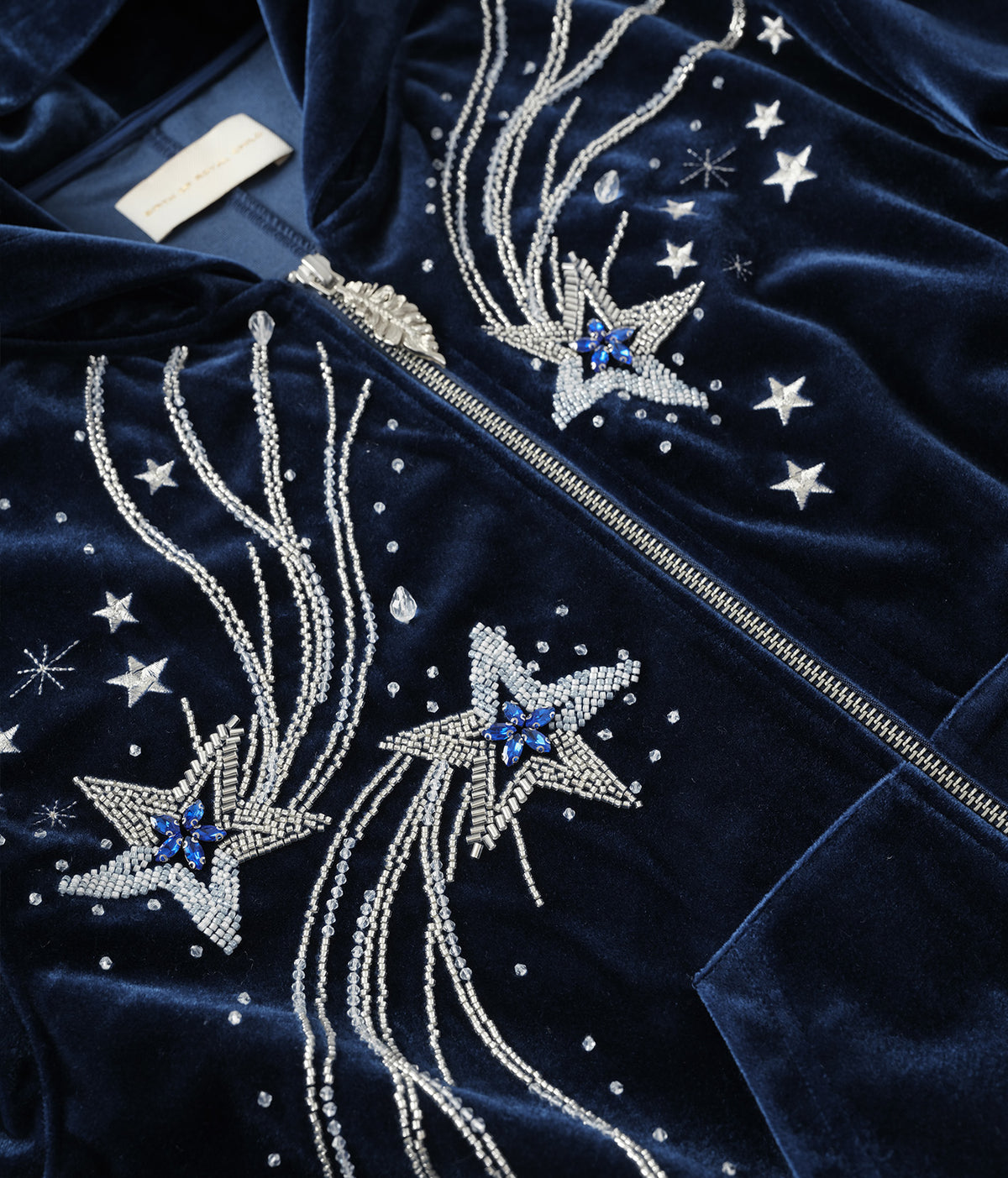 Shooting Star Velour Hoodie Blue