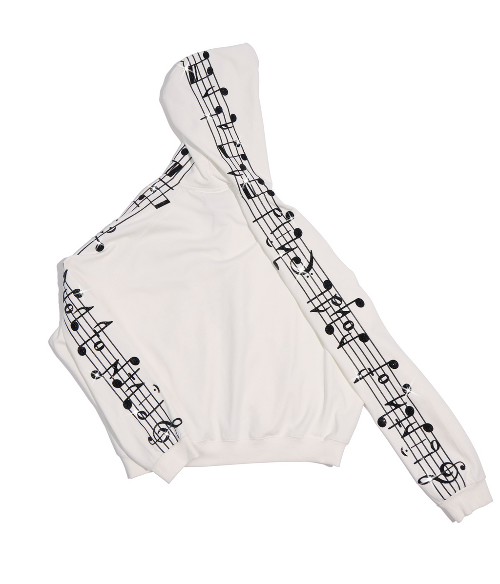 Crystal Notes Raglan Hoodie White