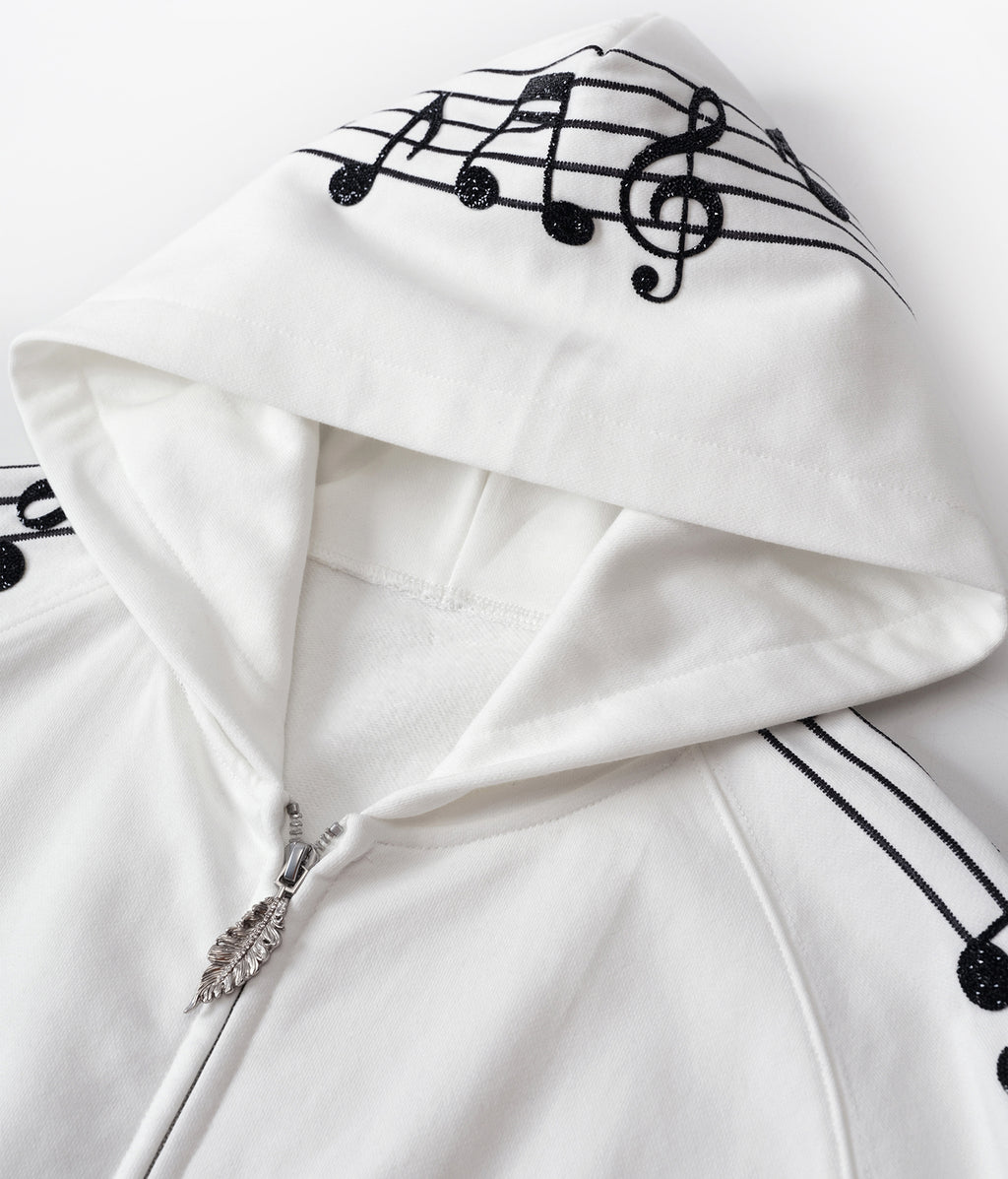 Crystal Notes Raglan Hoodie White
