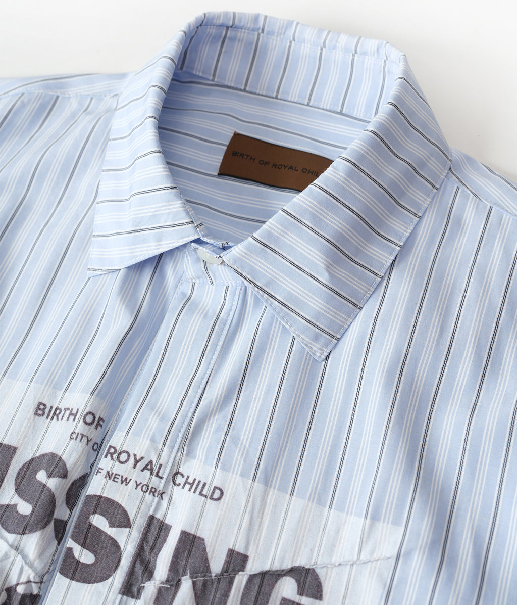 Missing Poster Stripe Shirt | Birth of Royal Child | Shirts | Button Down Shirt 