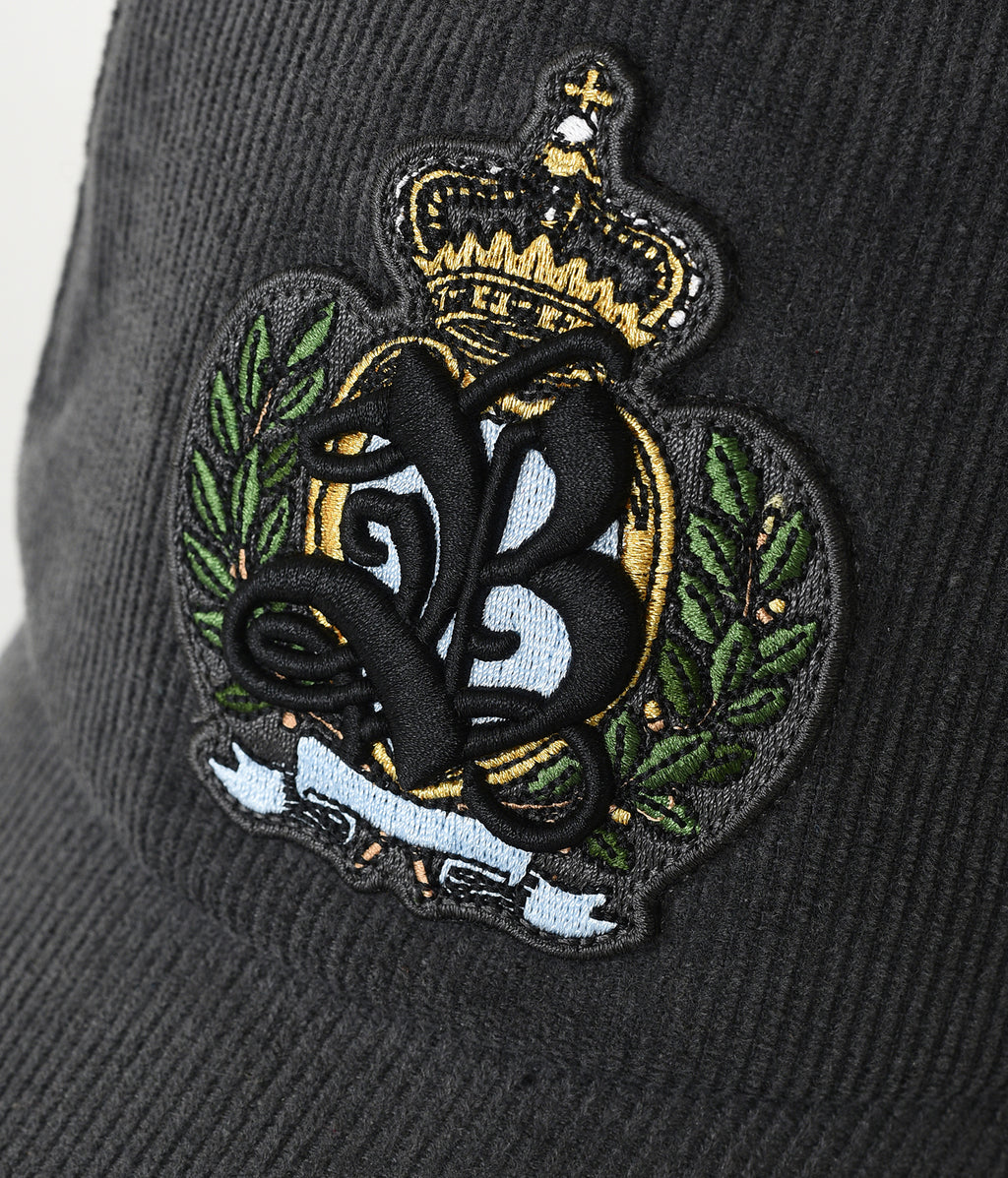 Dark Grey Embroidered Corduroy Baseball Cap | Birth of Royal Child | Hats & Caps