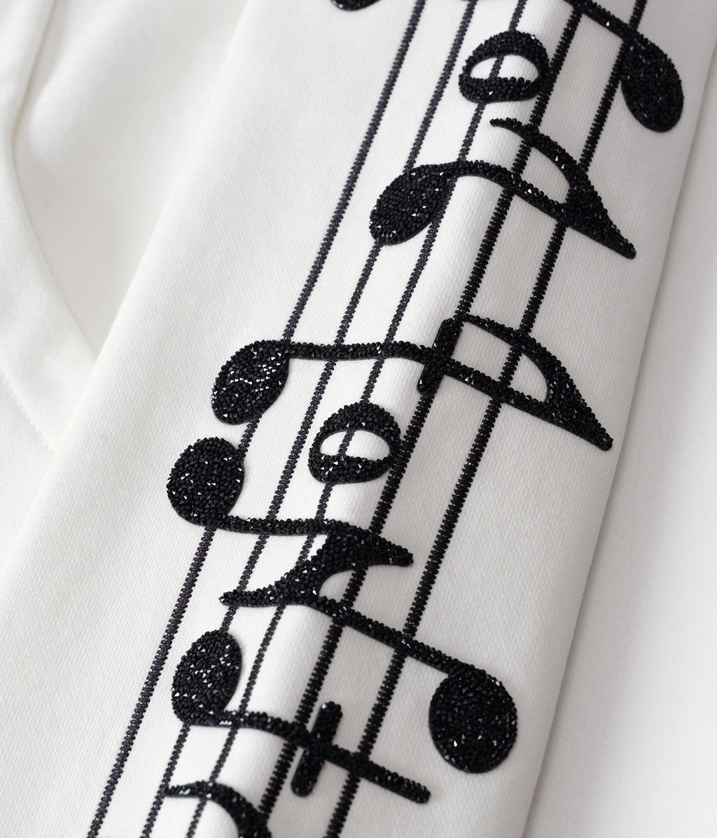 Crystal Notes Raglan Hoodie White