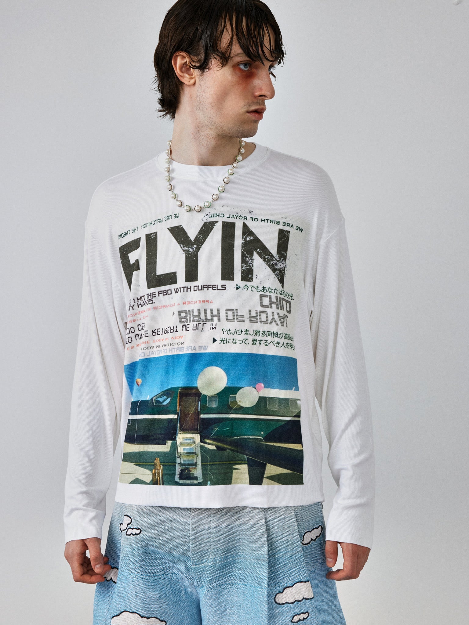 Private Jet Print Long-Sleeve Tshirt