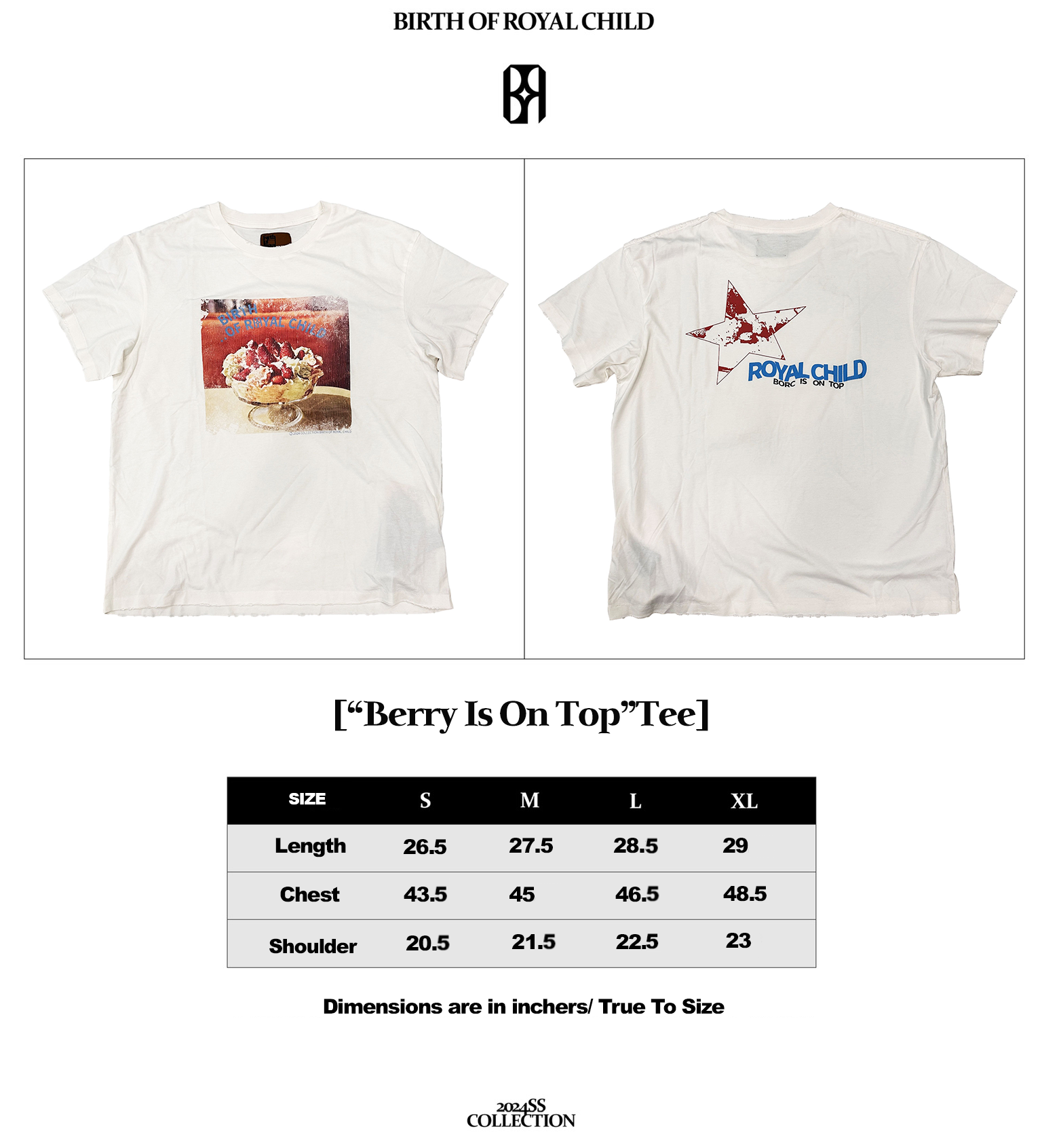 ”Berry Is On Top” Tee in White Multi