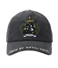 Dark Grey Embroidered Corduroy Baseball Cap | Birth of Royal Child | Hats & Caps