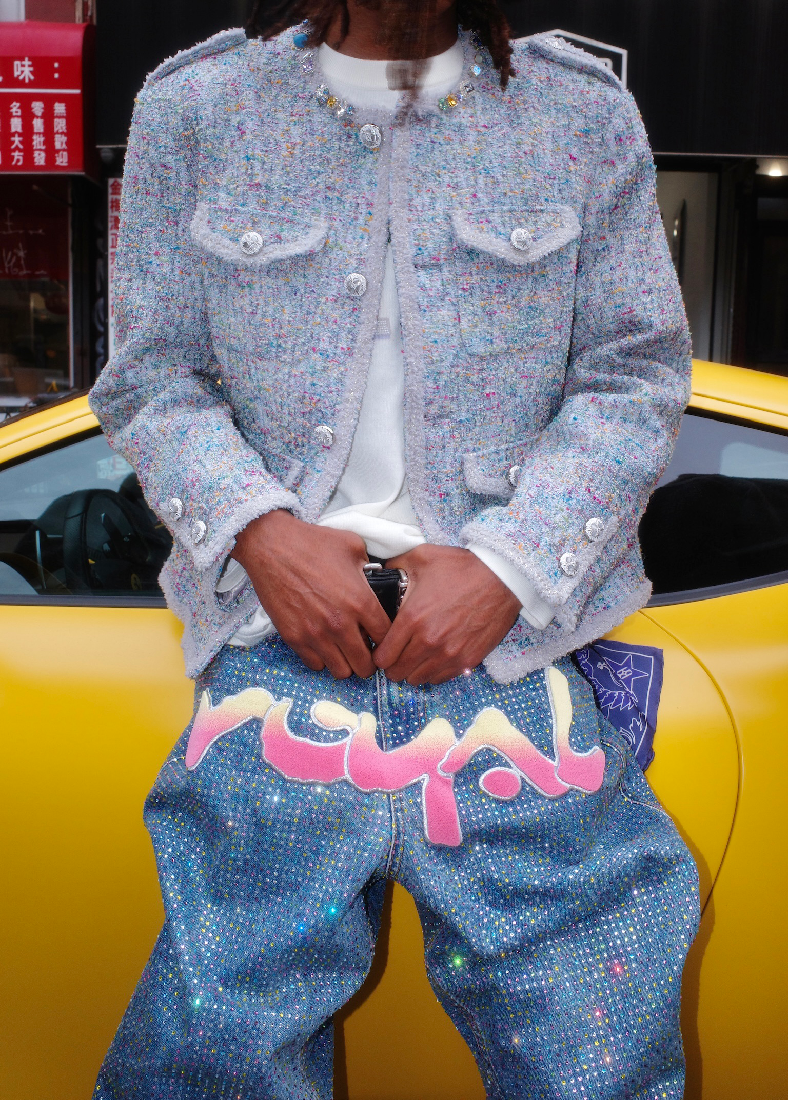 Graffiti Logo Diamond Jeans