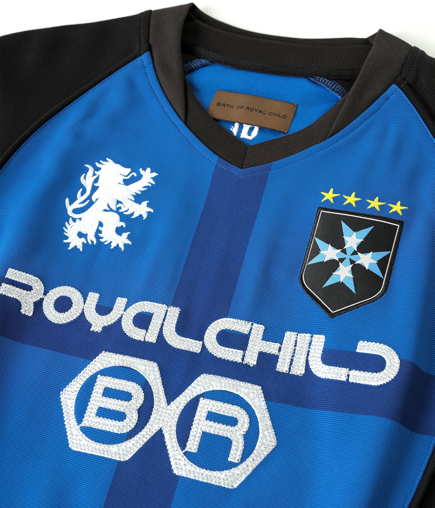 Crystal Braille Double-Collar Jersey Blue