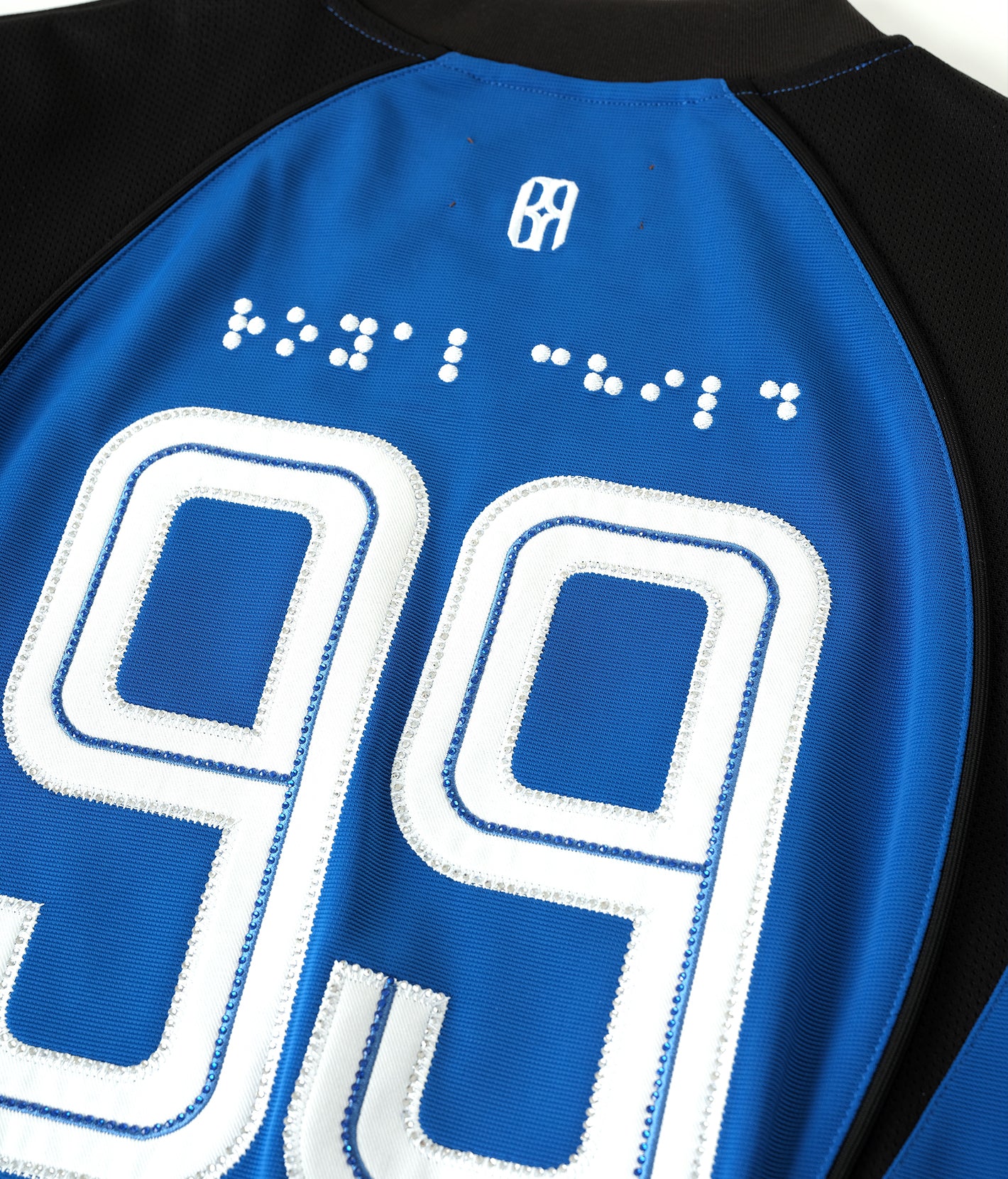 Crystal Braille Double-Collar Jersey Blue