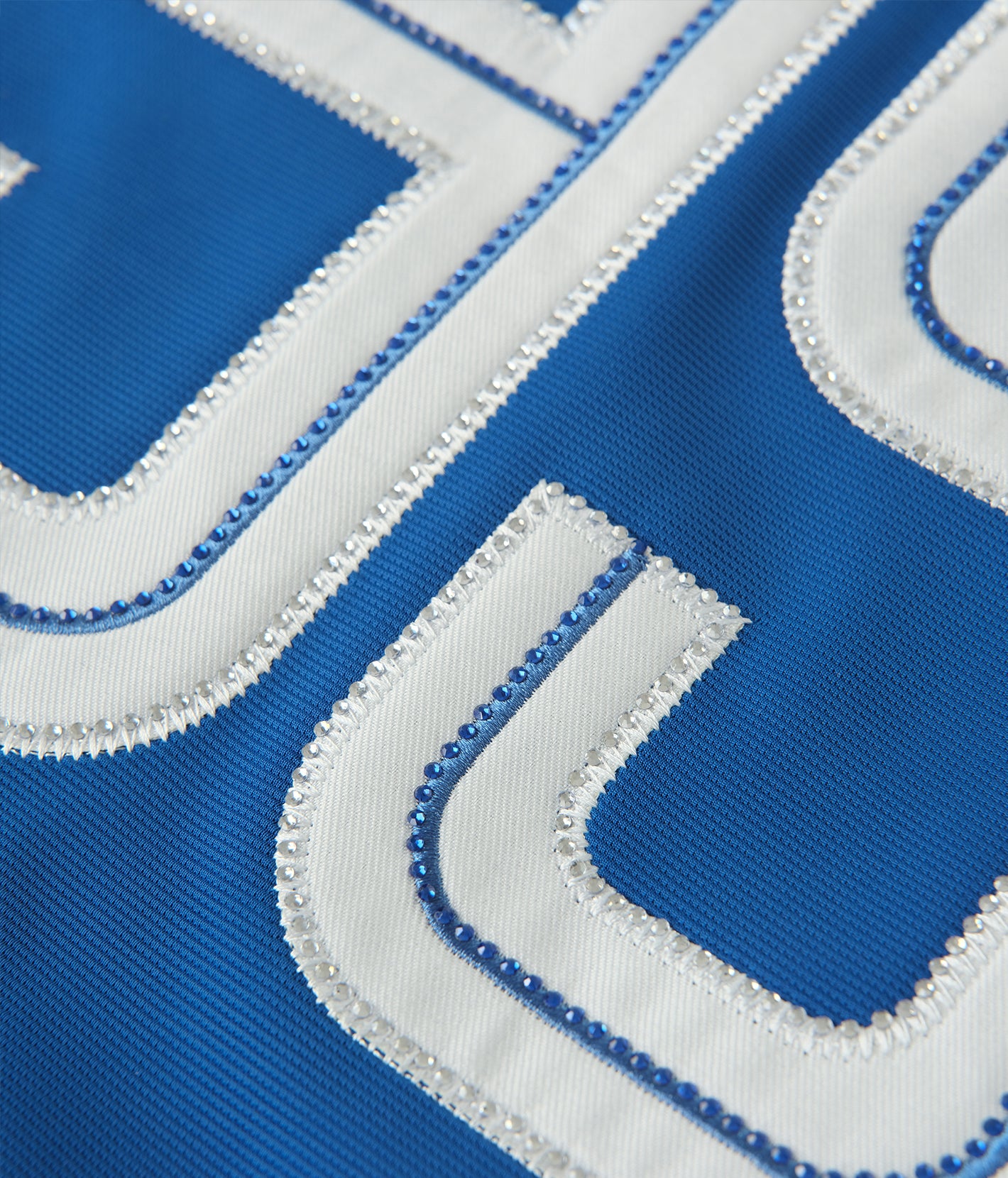 Crystal Braille Double-Collar Jersey Blue