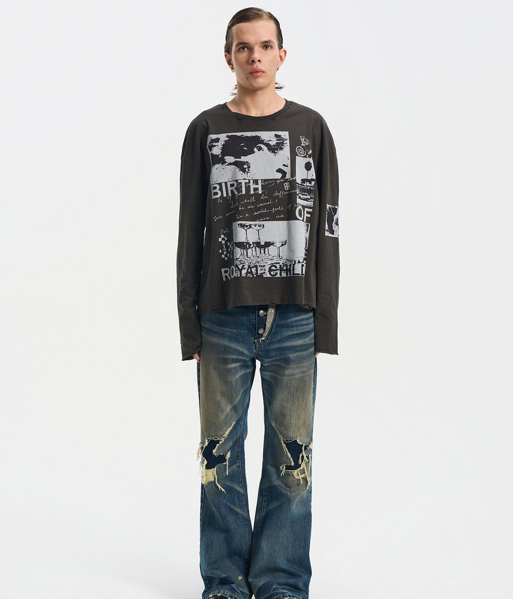 90s Hollywood Long Sleeve Tee BLK