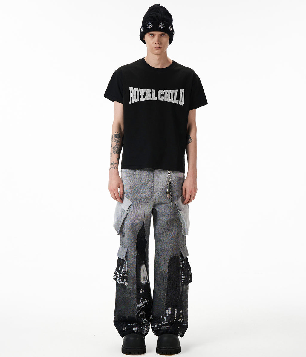 Royal Crystal Short Sleeve Logo Tee | Black - Birth of Royal Child | Men's T-shirts and cargo pants |