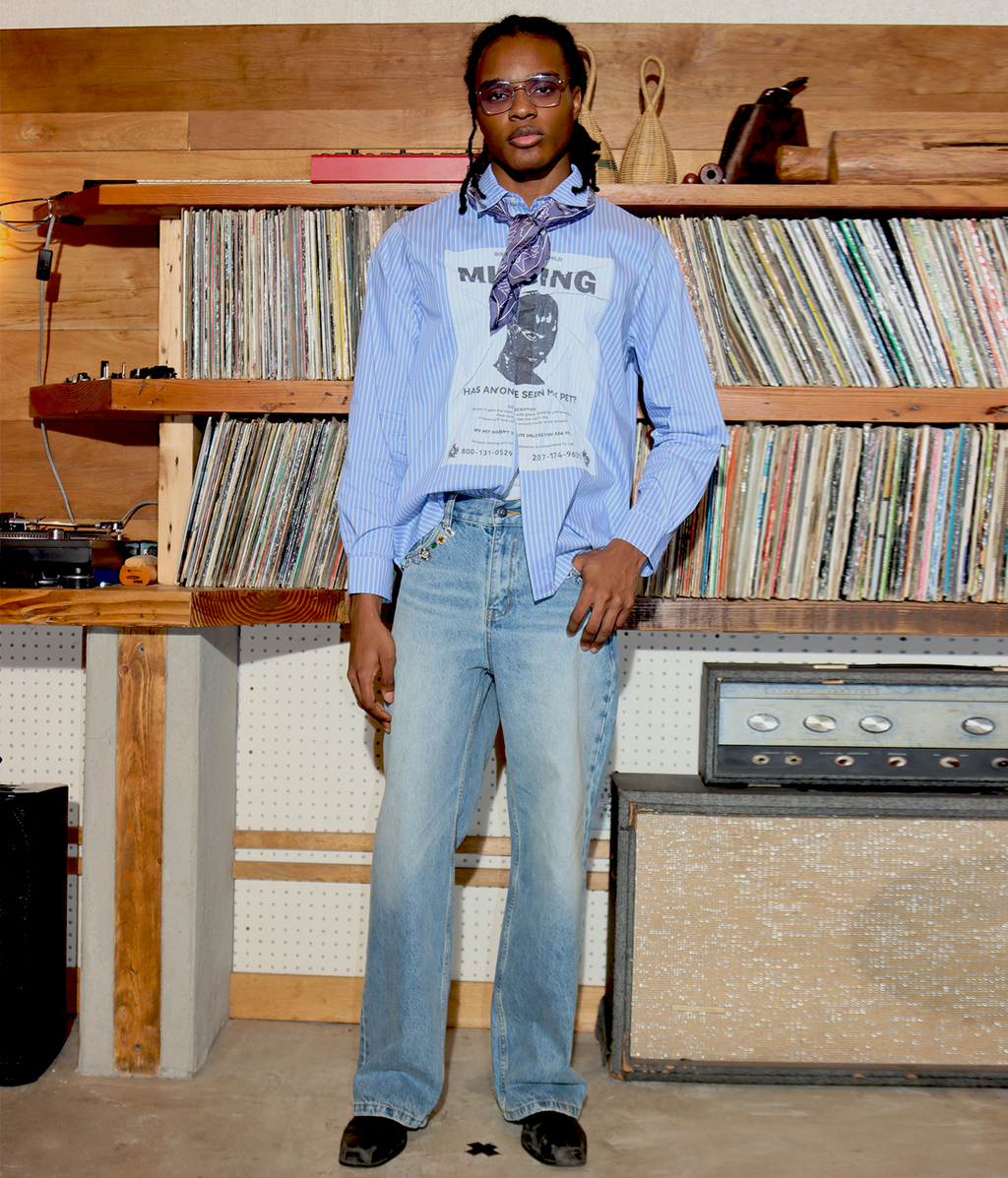 Missing Poster Stripe Shirt | Birth of Royal Child | Shirts | Button Down Shirt 