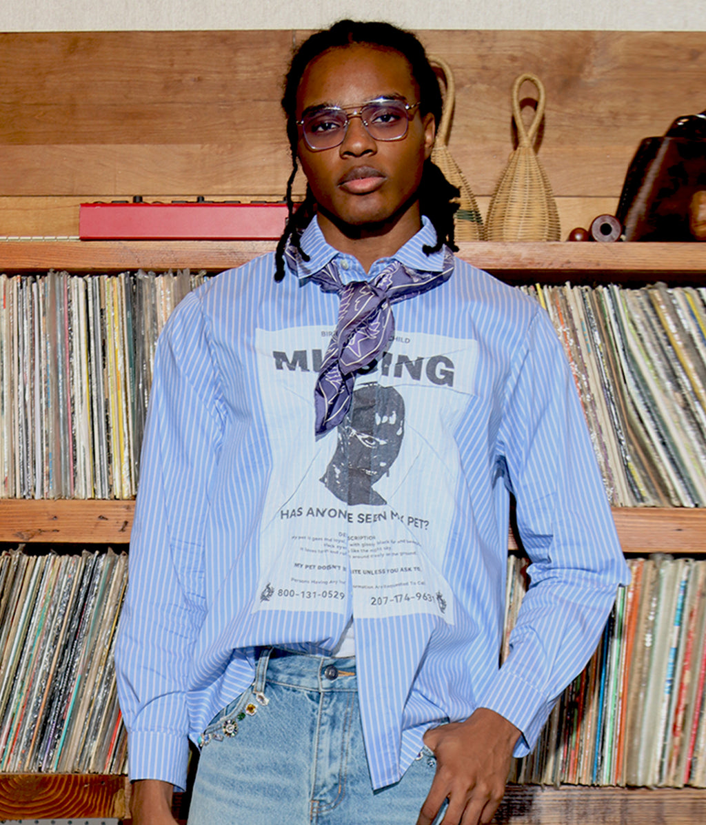 Missing Poster Stripe Shirt | Birth of Royal Child | Shirts | Button Down Shirt 