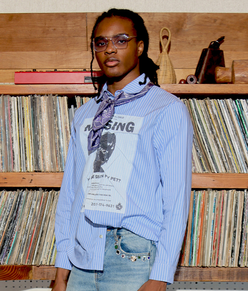 Missing Poster Stripe Shirt | Birth of Royal Child | Shirts | Button Down Shirt 