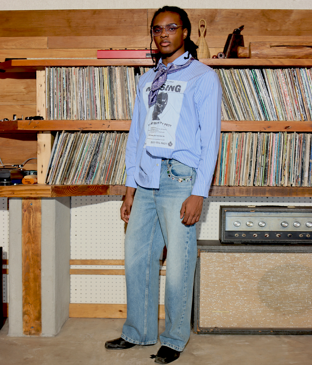 Missing Poster Stripe Shirt | Birth of Royal Child | Shirts | Button Down Shirt 