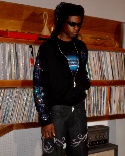 Crystal Notes Raglan Hoodie Black