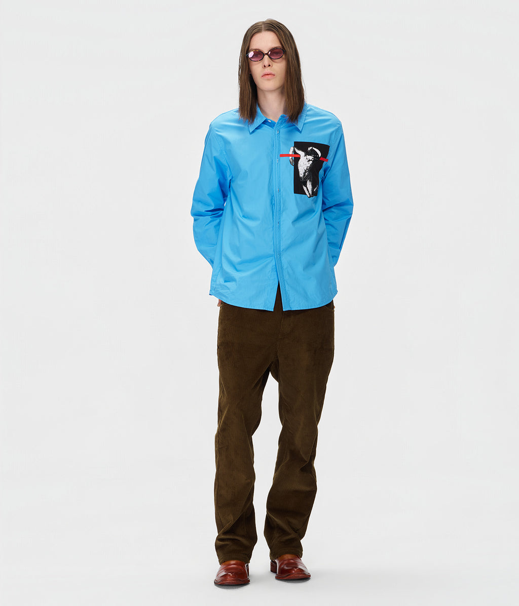 Interrupted Portrait Patch Shirt Blue