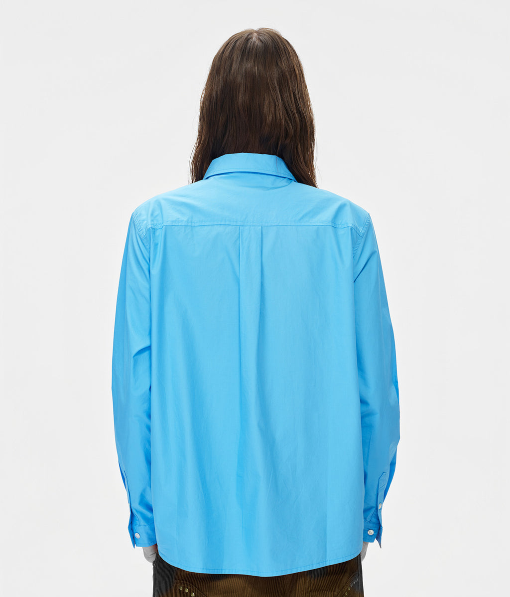 Interrupted Portrait Patch Shirt Blue