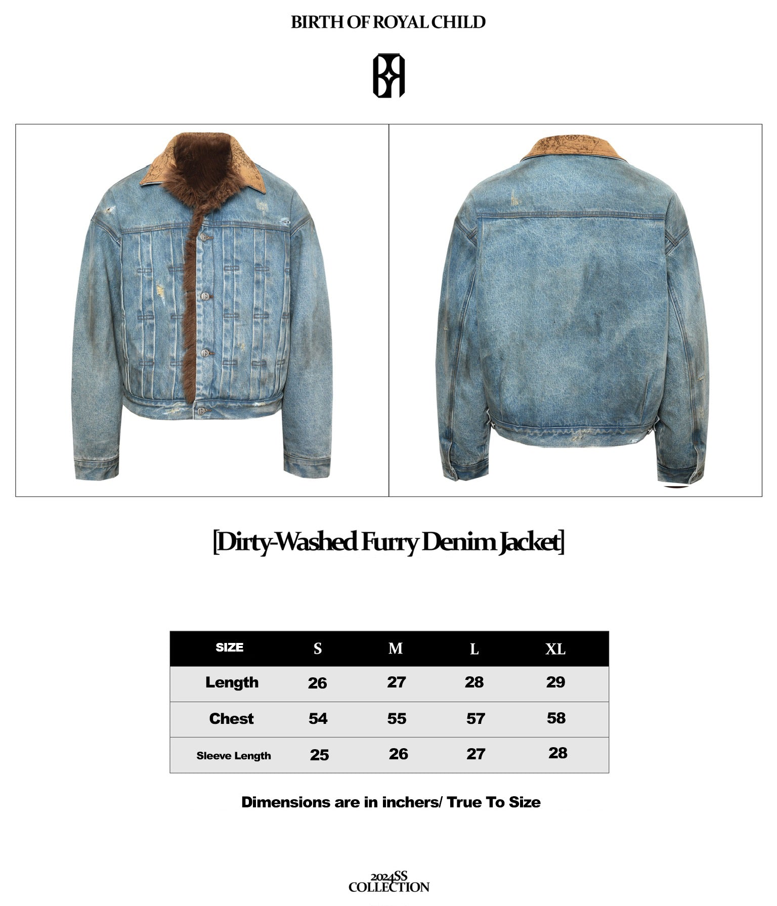 Dirty-Washed Furry Denim Jacket