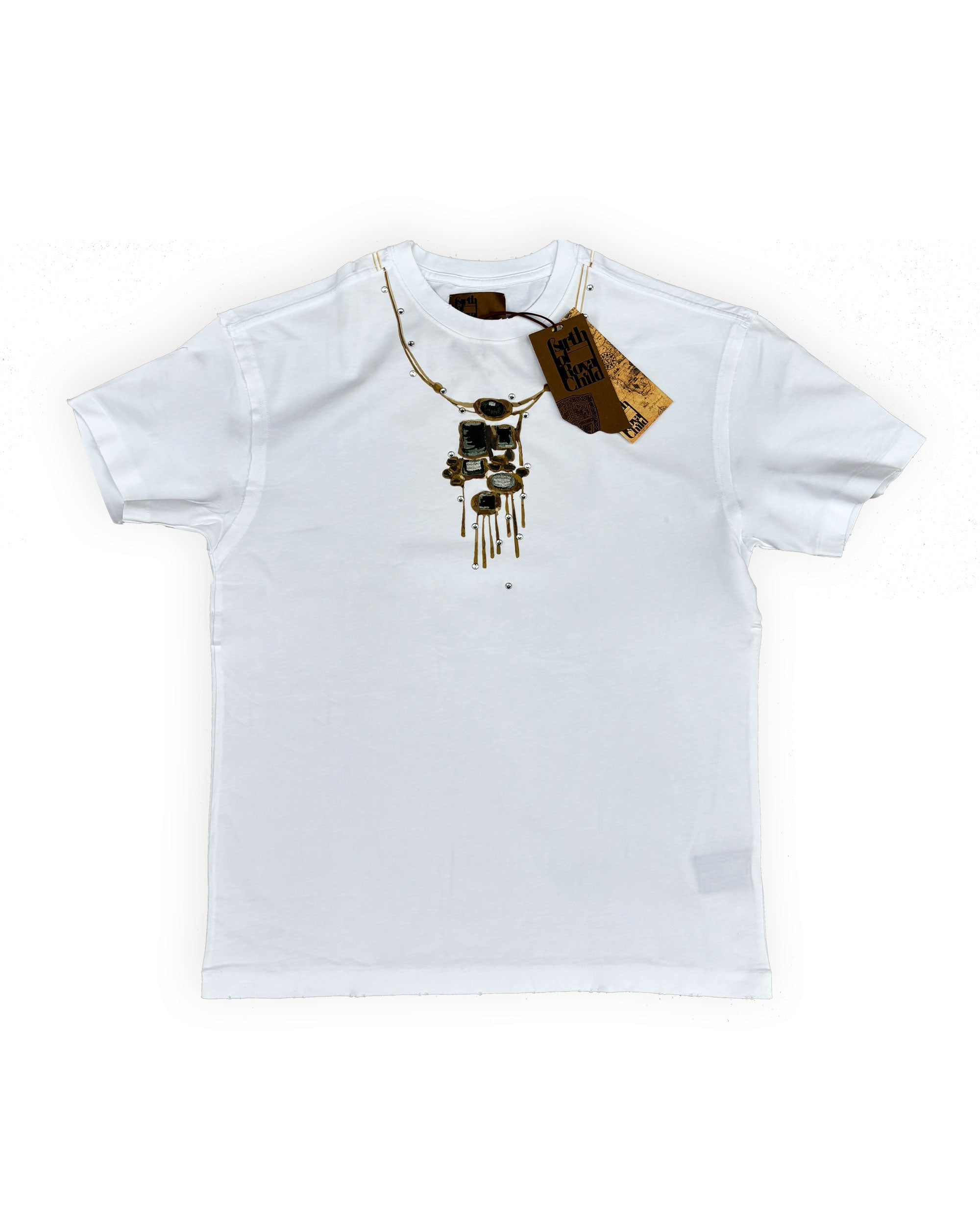 Gemstone Necklace Print T-Shirt in White