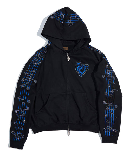 Crystal Notes Raglan Hoodie Black