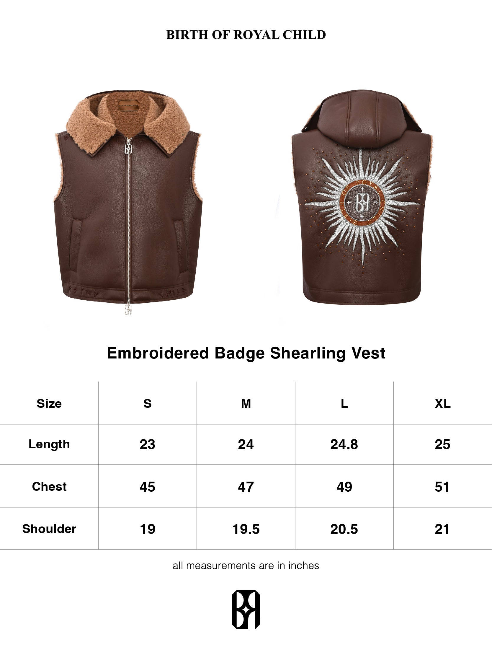 Embroidered Badge Shearling Vest