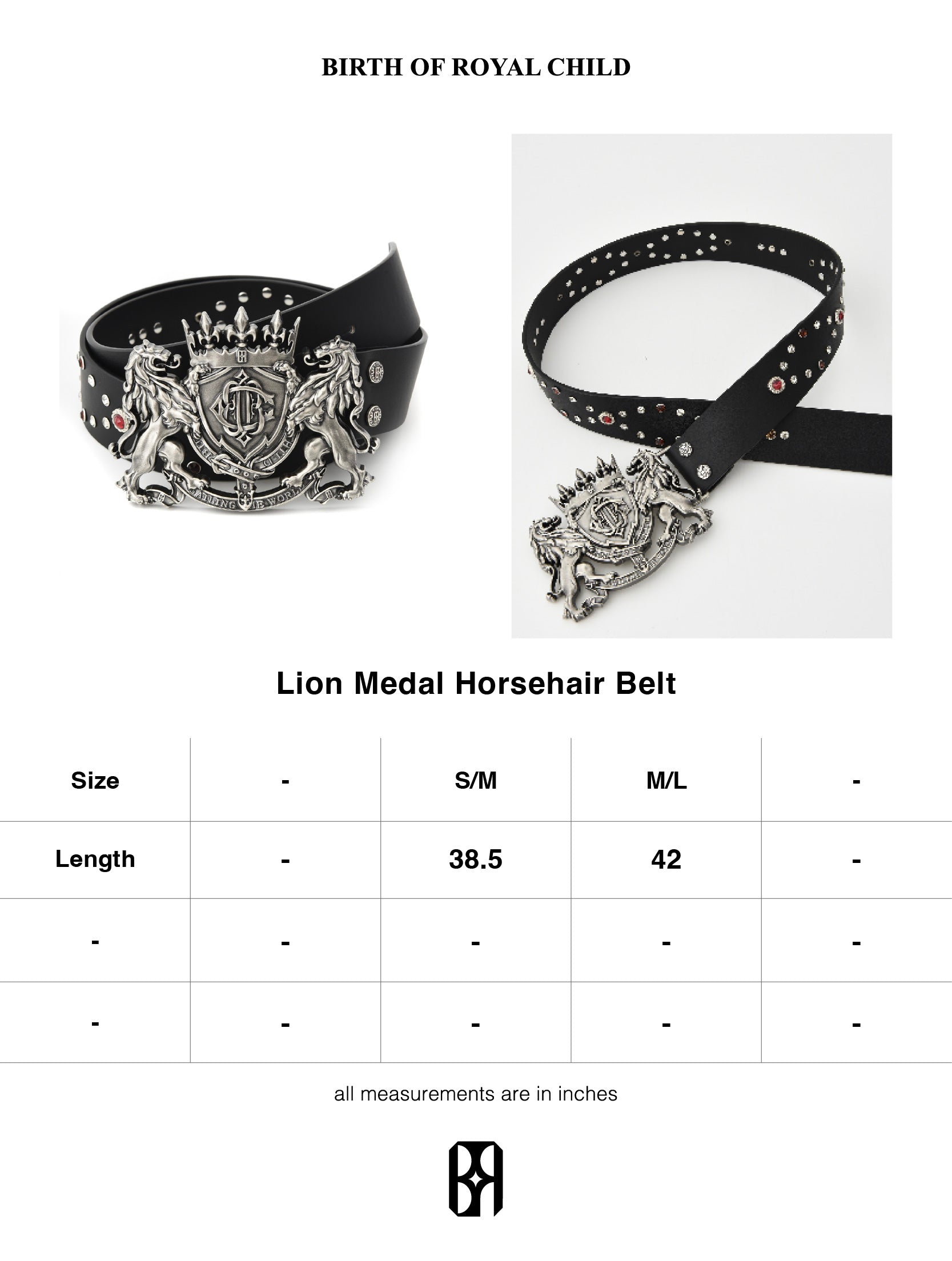 Lion Medal Horsehair Belt