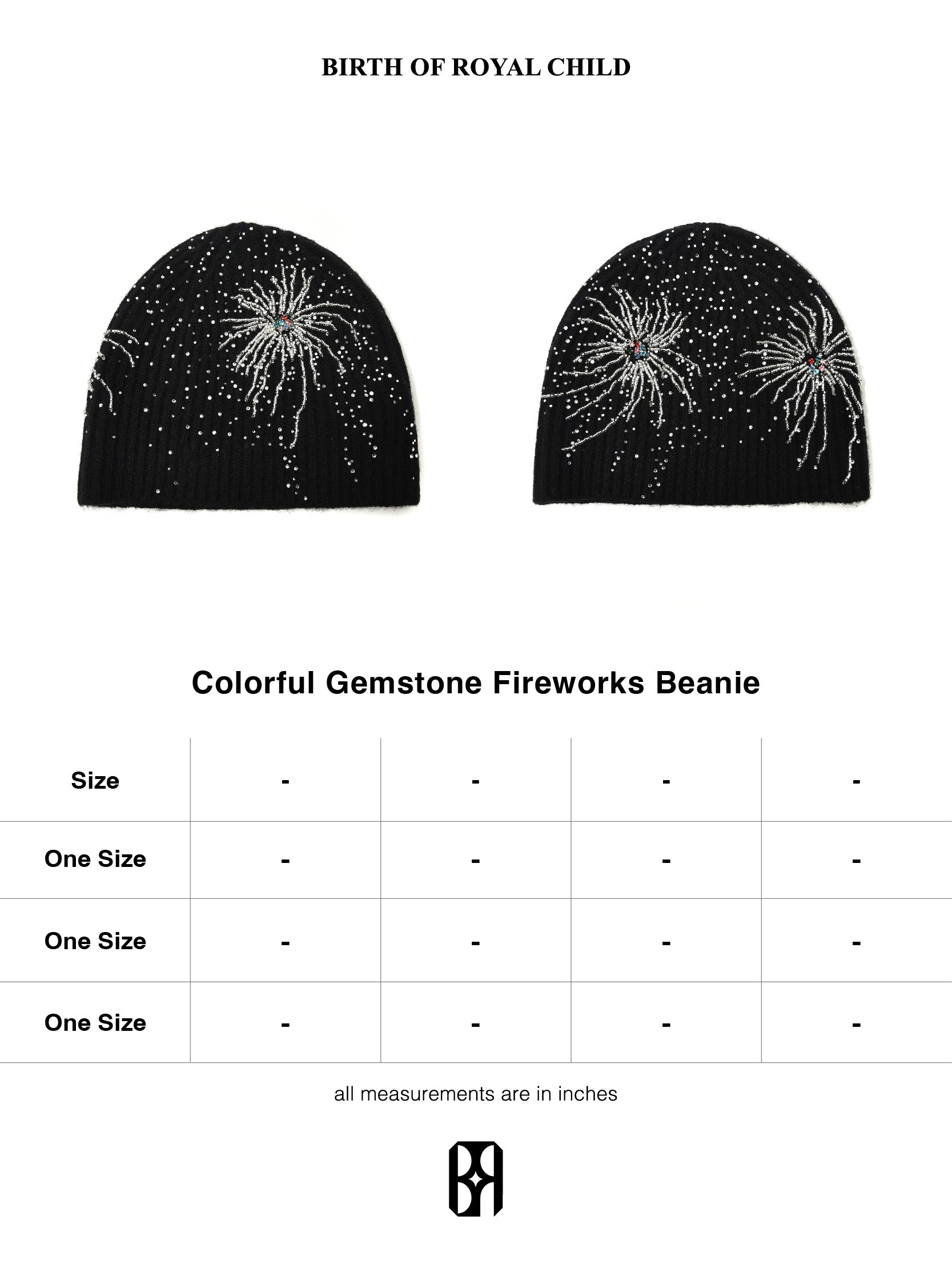 Fireworks Studded Beaded Beanie-BLK – Birth Of Royal Child