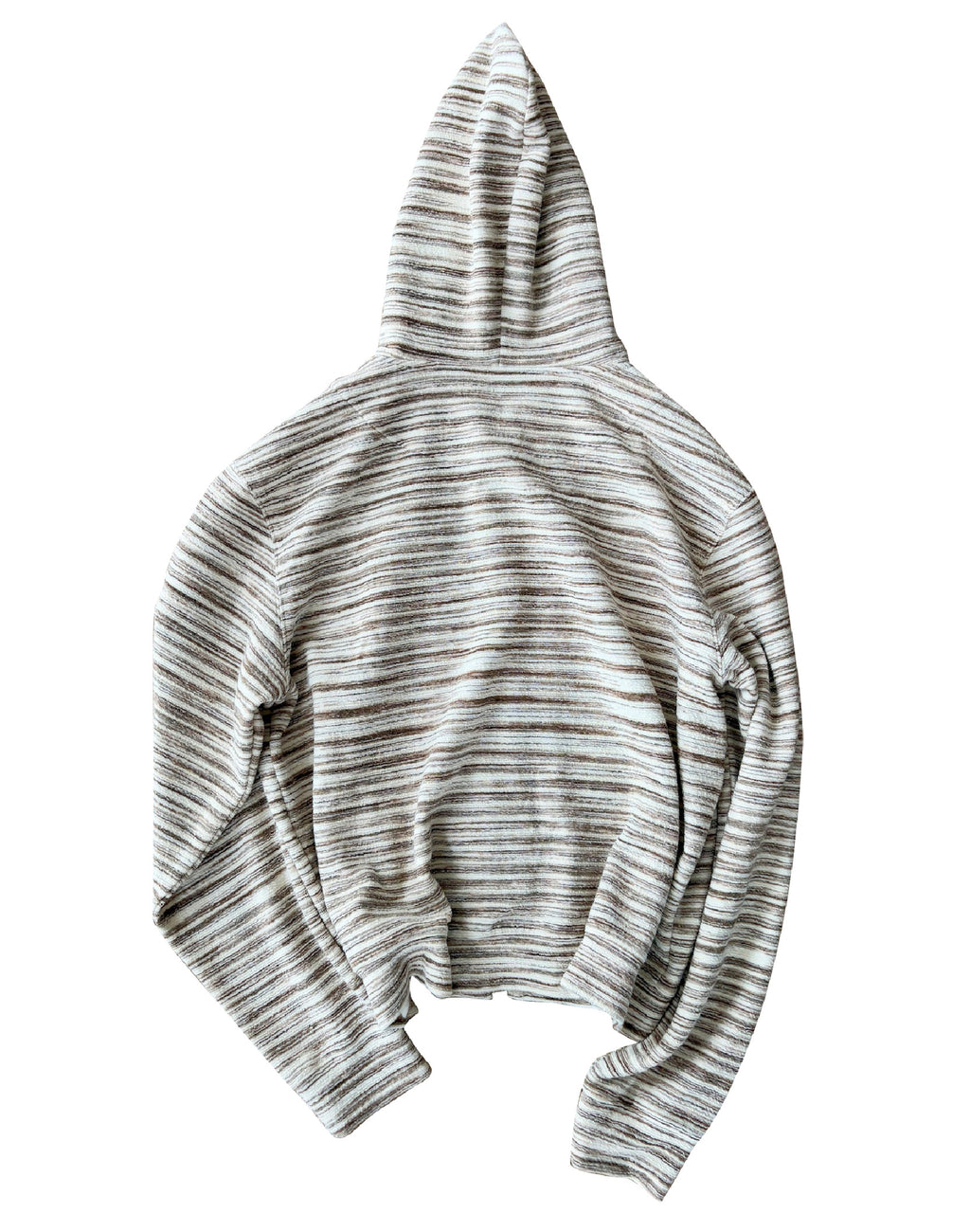 Striped Knit Hoodie in White