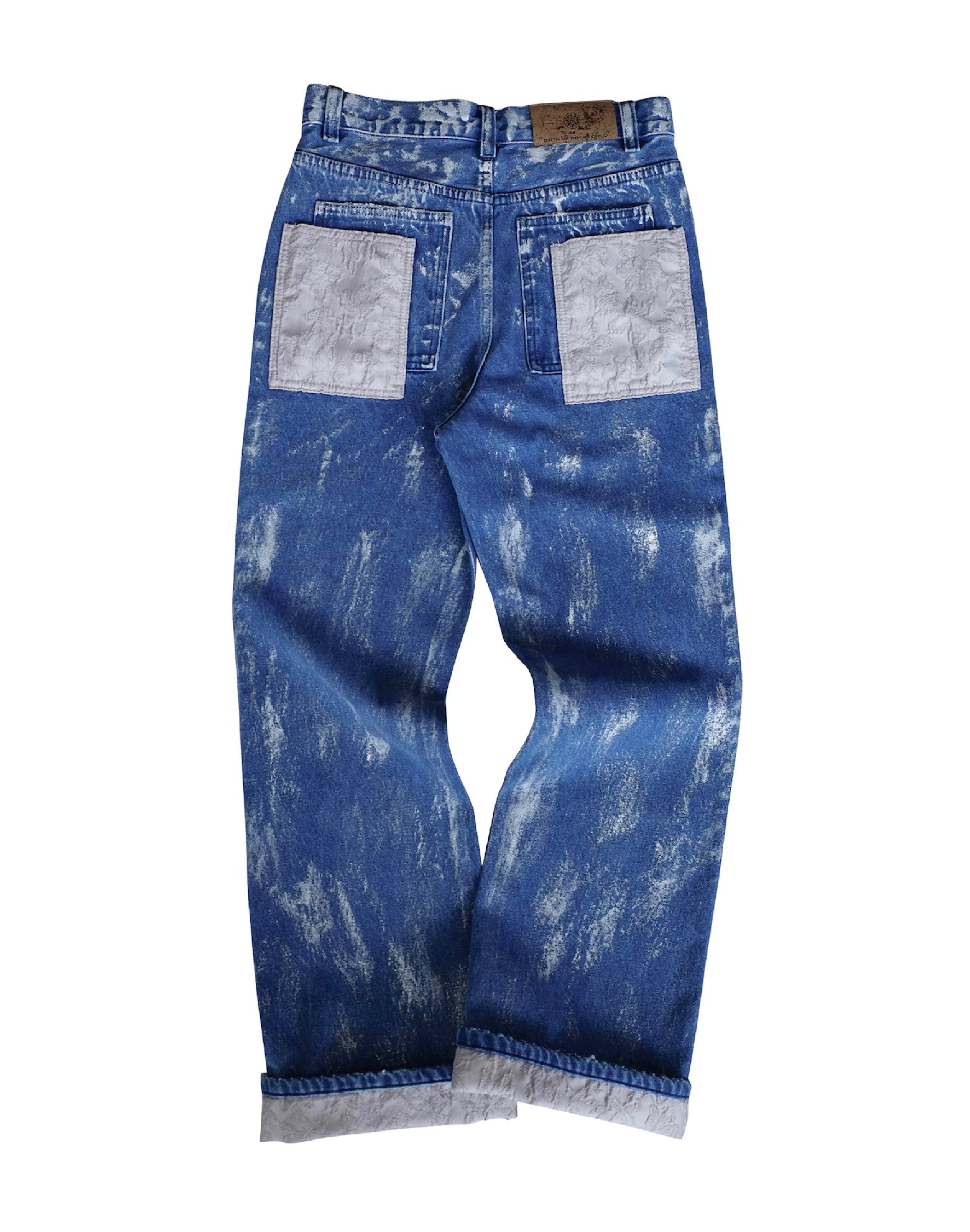 Embossed Silver-Washed Denim (Blue) – Birth Of Royal Child