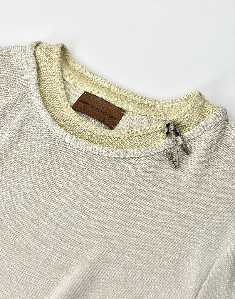 PIN SILVER THREAD LONG-SLEEVE SHIRT YELLOW