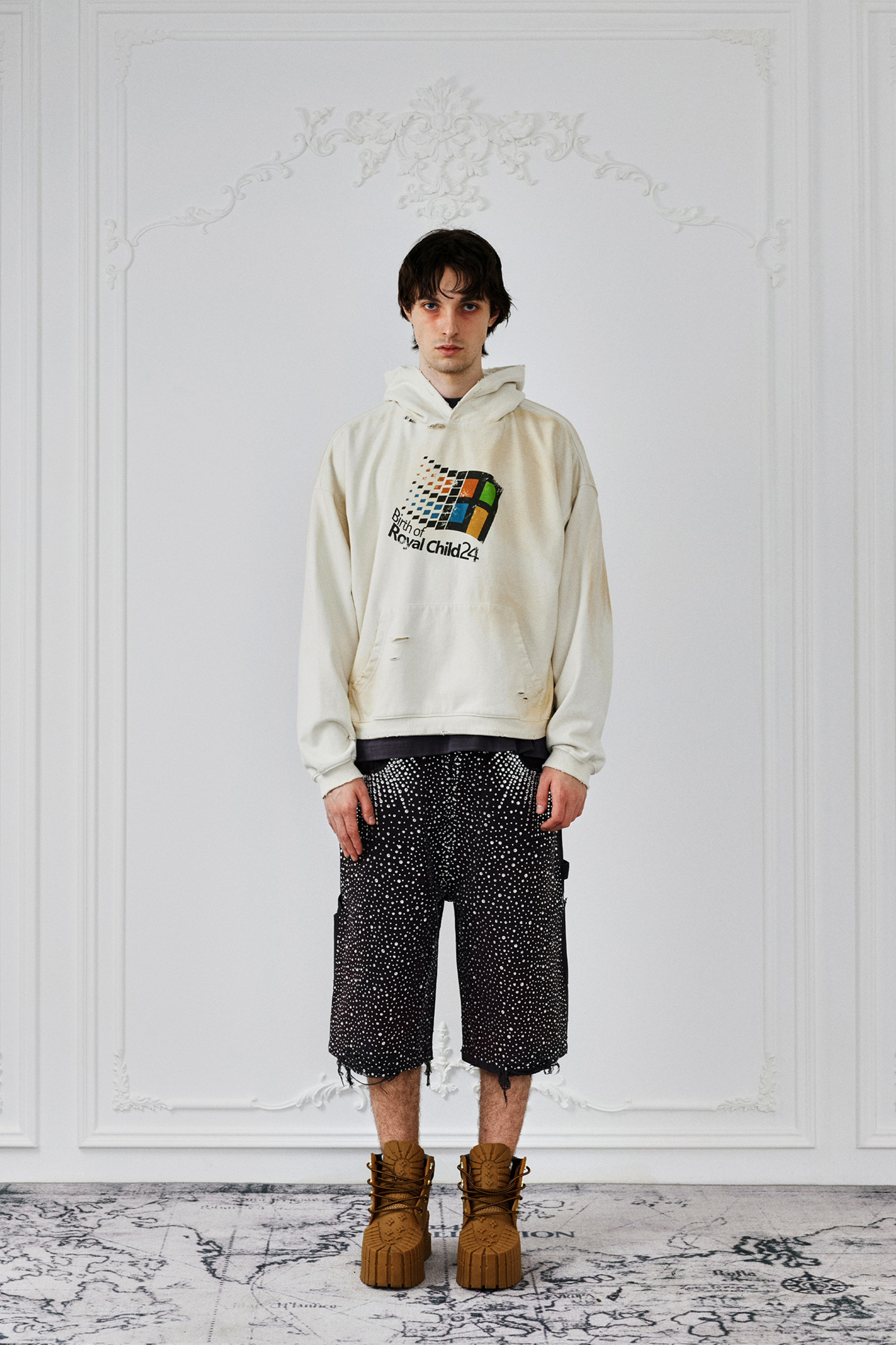 "Windows24" Retro Distressed Hoodie