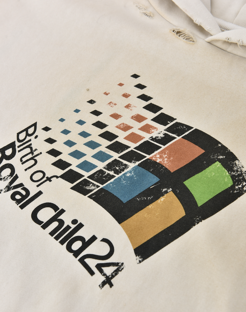 "Windows24" Retro Distressed Hoodie