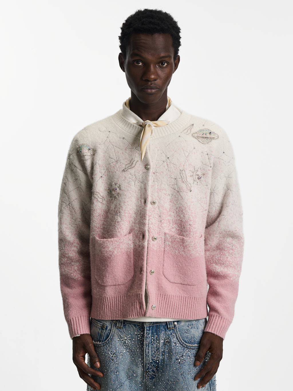 Stardust Pink Embroidered Cardigan