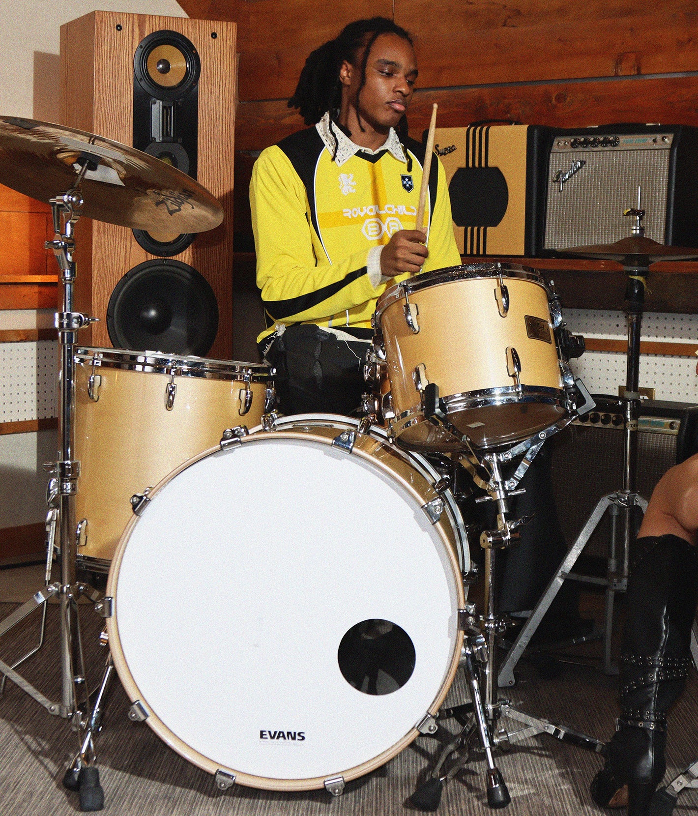 Crystal Braille Double-Collar Jersey Yellow